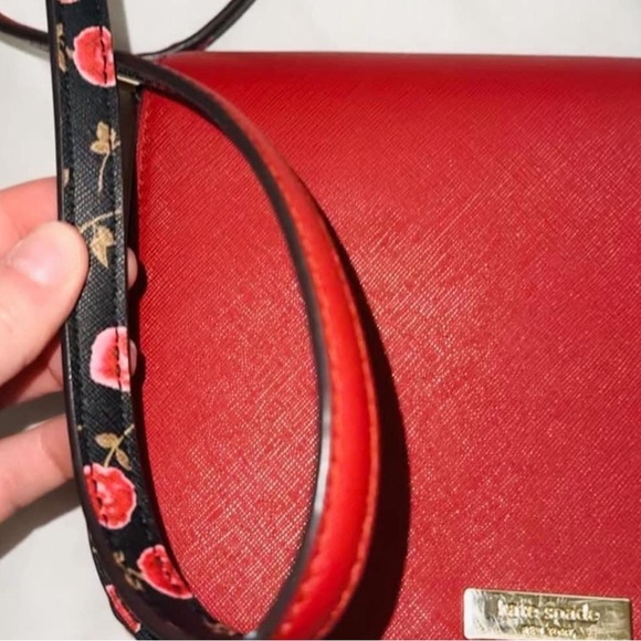 kate spade red leather purse with rose interior. originally-$415, selling-$70 - Picture 3 of 3